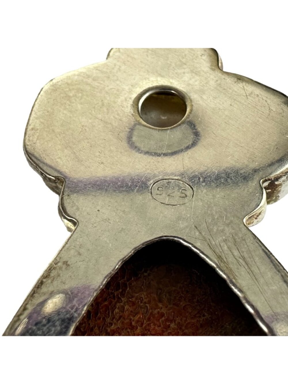 Sterling Silver Dark Red Stone Pendant with Garnet & Pearl - Picture 4 of 6